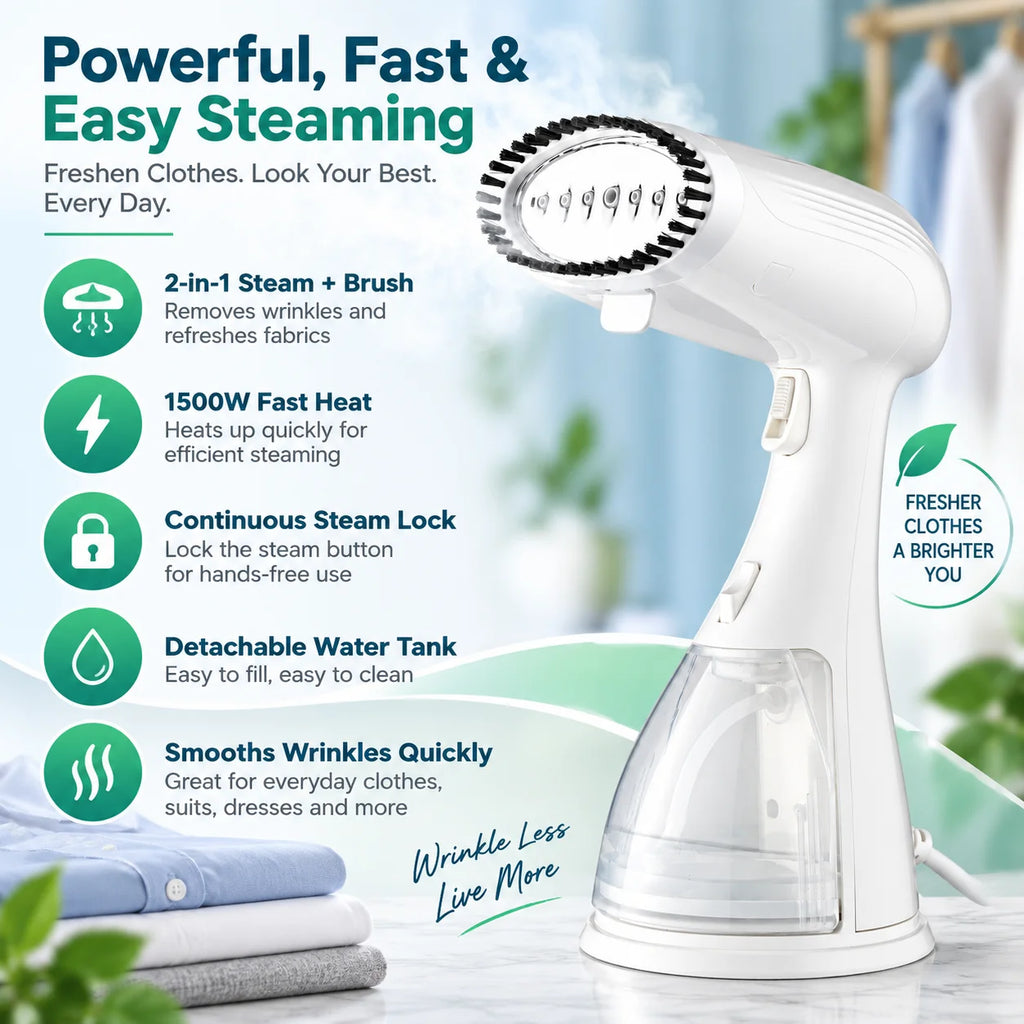 Garment Steamer for Clothes 15-Second Heat-Up Handheld Steam Iron  for Business Trips and Travel  Best Seller