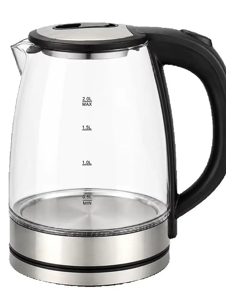 Electric Kettle Glass 2L, Fast Boiling Water Kettle with Stainless Steel Base, Electric Tea Kettle for Home Kitchen with Handle