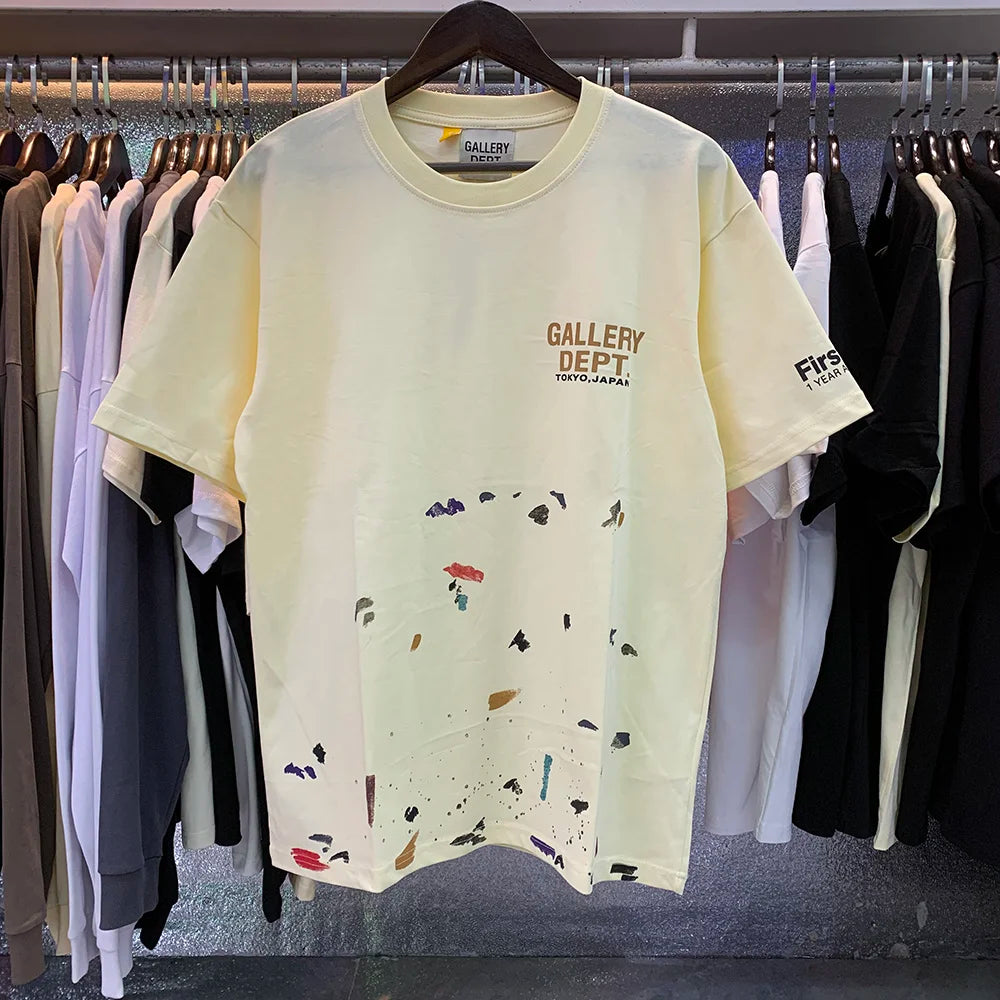 Free shipping New GALLERY DEPT Printed with Washed Oversized 100% cotton Men Women T-shirts Y2K Fashion streetwear