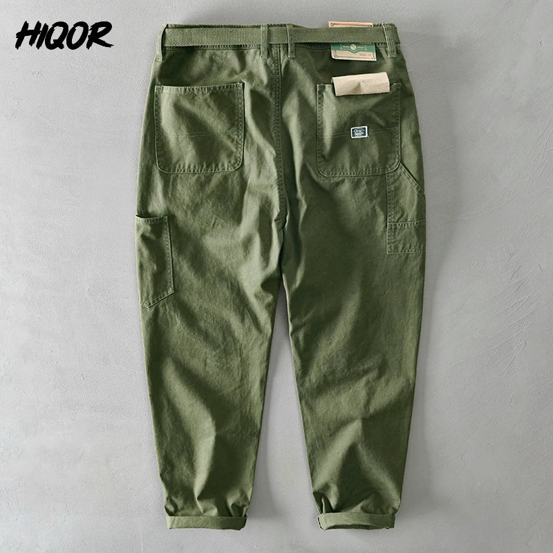 2026 Spring Autumn Cotton Men Cargo Pants Male Casual Loose Pant Man Big Pocket Trouser Fashion Khaki Harajuku Streetwear Male