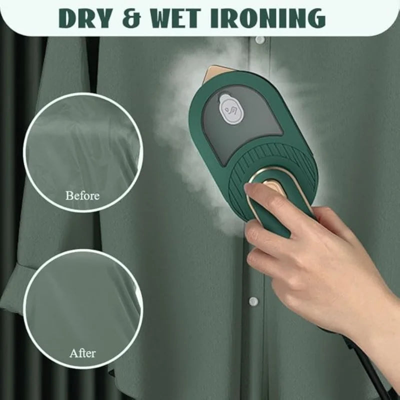 mini Clothes Steamer Iron Steamer 2 in 1 Rotatable 180 Degrees Handheld Steam Iron (Green)