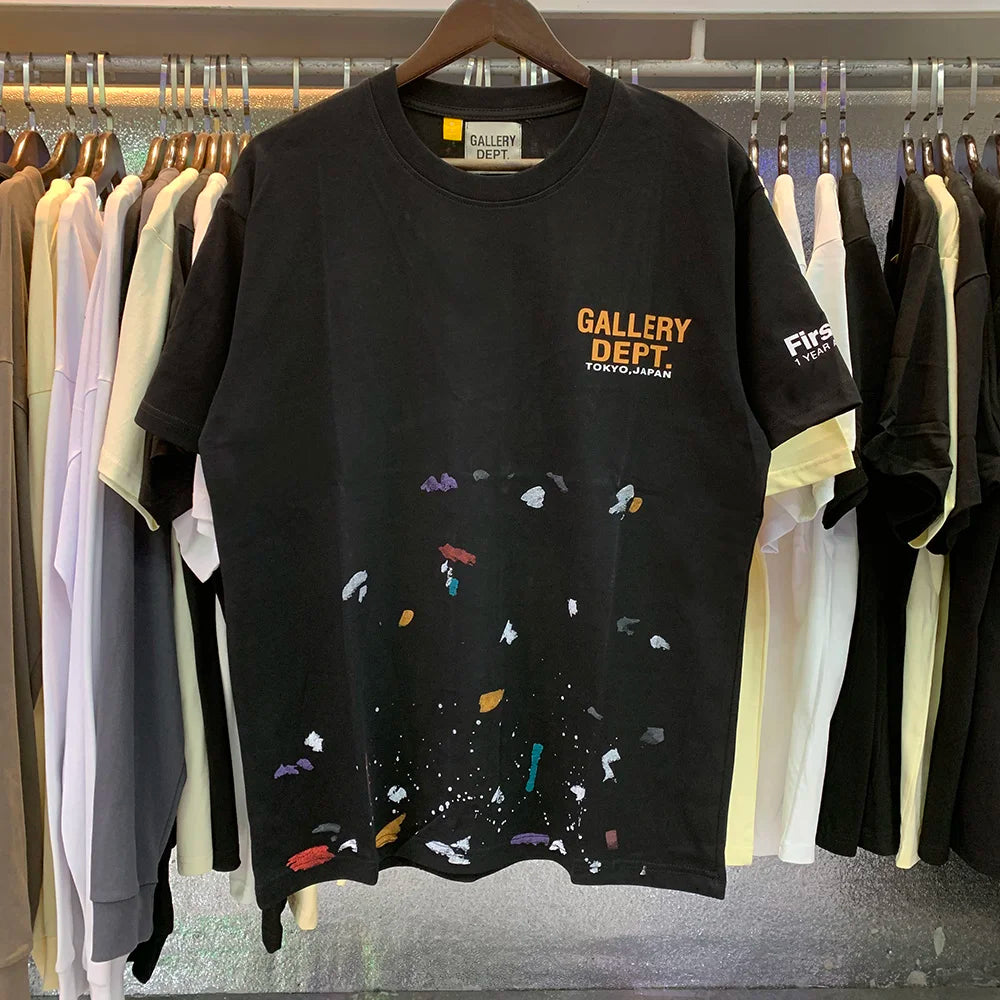 Free shipping New GALLERY DEPT Printed with Washed Oversized 100% cotton Men Women T-shirts Y2K Fashion streetwear