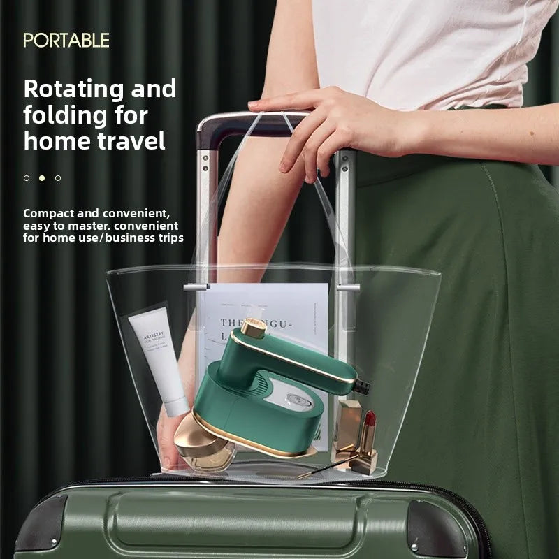 mini Clothes Steamer Iron Steamer 2 in 1 Rotatable 180 Degrees Handheld Steam Iron (Green)