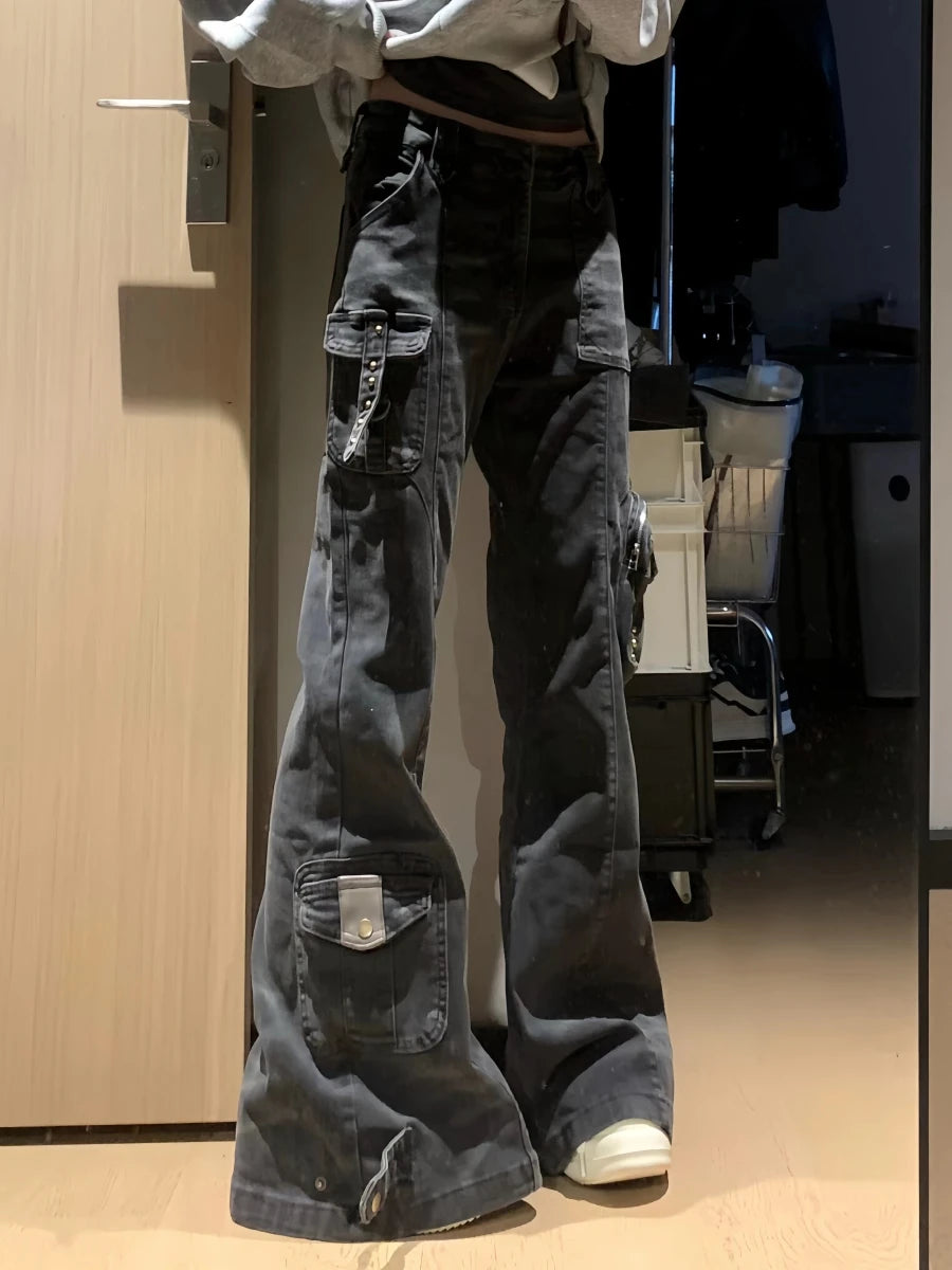 Jean flare taille basse Y2K style Harajuku femme