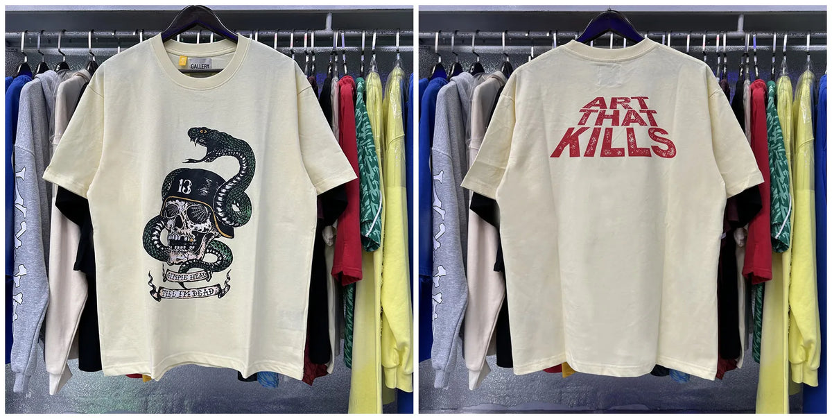 Free shipping New GALLERY DEPT Printed with Washed Oversized 100% cotton Men Women T-shirts Y2K Fashion streetwear