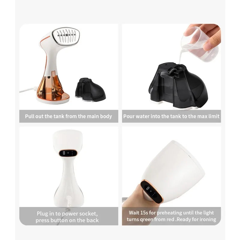 1800W Handheld Steam Hanging Iron Touch Screen Control 15 Seconds Fast Preheat 320ml Portable Plancha Fabric Iron for Clothes