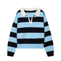 Pull rayé col polo femme