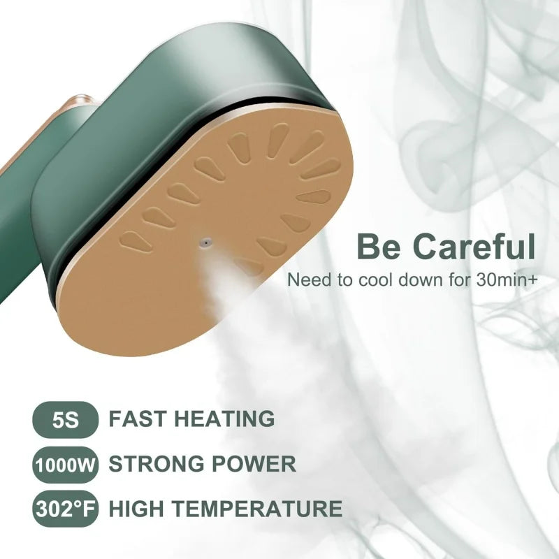 mini Clothes Steamer Iron Steamer 2 in 1 Rotatable 180 Degrees Handheld Steam Iron (Green)