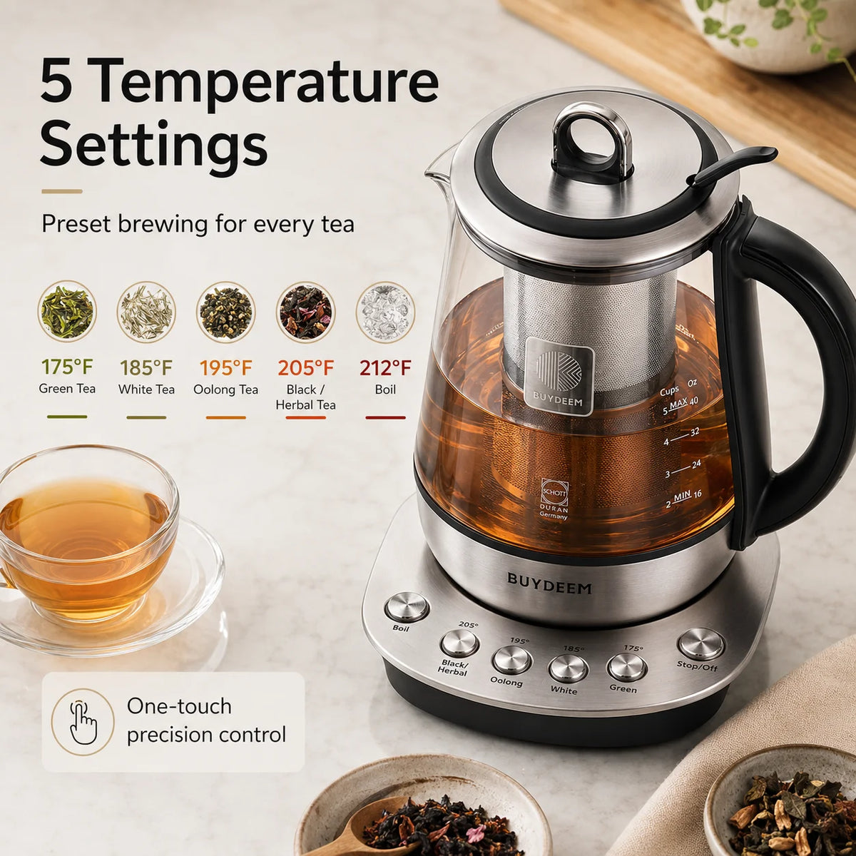 Bouilloire électrique avec infuseur BUYDEEM