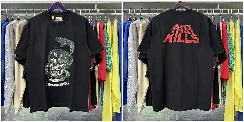 Free shipping New GALLERY DEPT Printed with Washed Oversized 100% cotton Men Women T-shirts Y2K Fashion streetwear