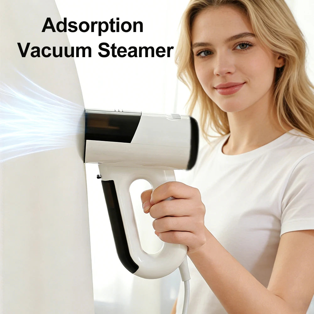 2 in 1 Handheld Garment Steamer 1000W Vacuum Adsorption Design Steam Dry Dual Use Clothes Iron Efficiently Remove Stubborn Wrinkles Portable Fabric Ironing Machine