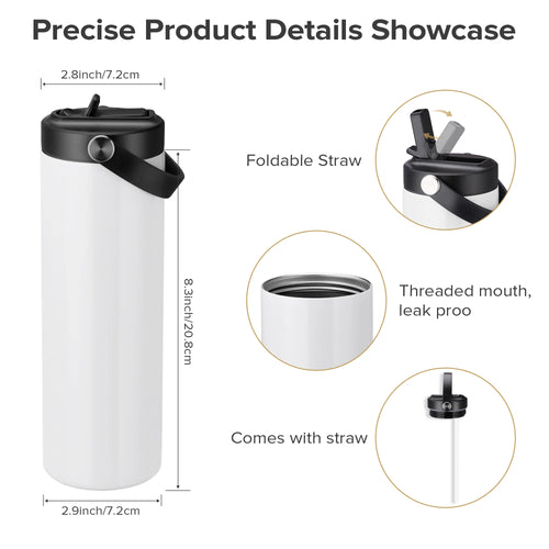 12/25 Pack 20OZ Sublimation Blanks Tumbler, Vacuum Flap With Flip Nozzle, Perfect for Fitness Travel and Sports Water Bottles
