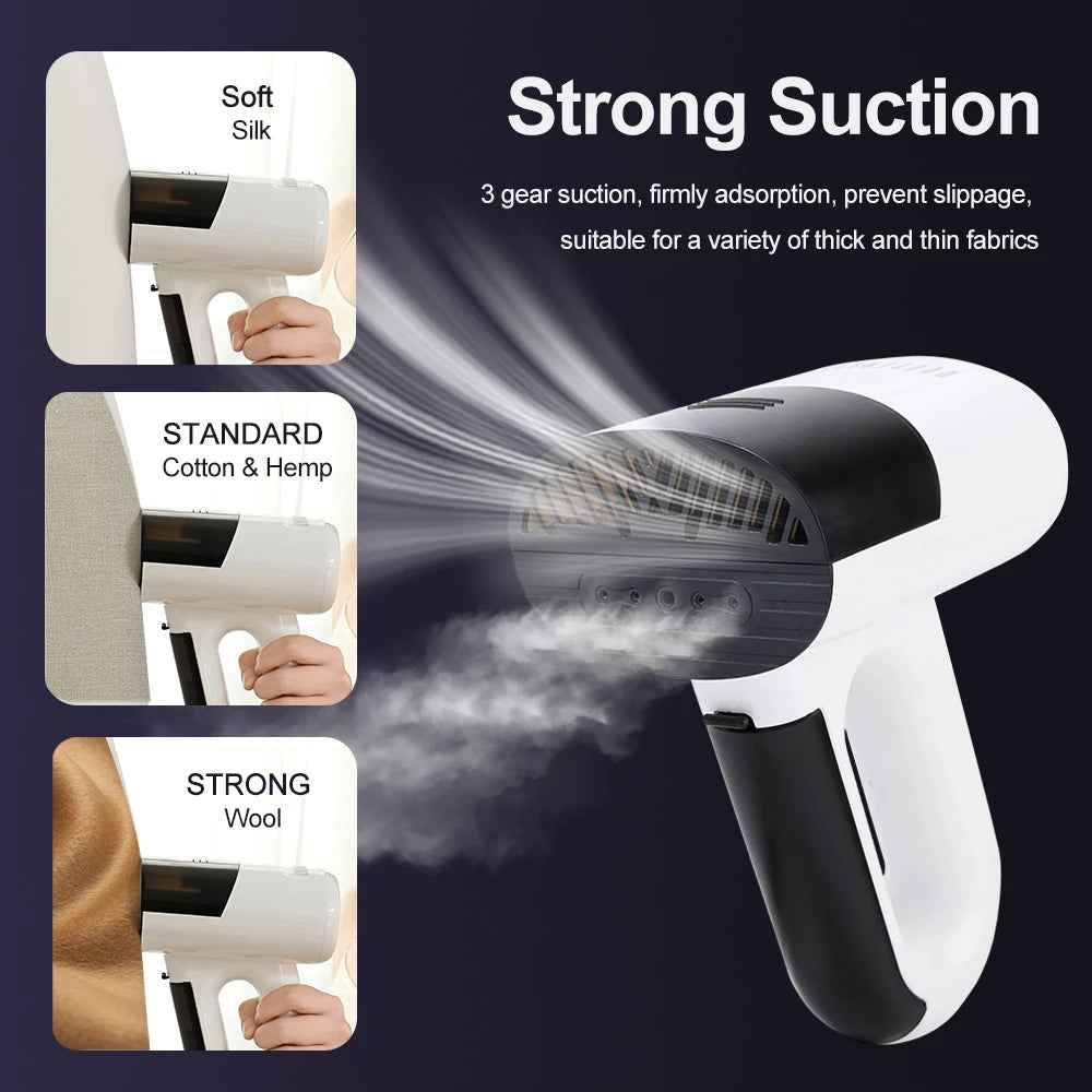2 in 1 Handheld Garment Steamer 1000W Vacuum Adsorption Design Steam Dry Dual Use Clothes Iron Efficiently Remove Stubborn Wrinkles Portable Fabric Ironing Machine