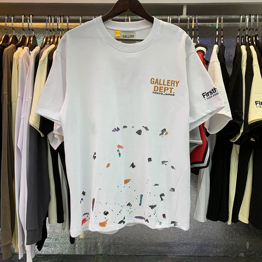 Free shipping New GALLERY DEPT Printed with Washed Oversized 100% cotton Men Women T-shirts Y2K Fashion streetwear